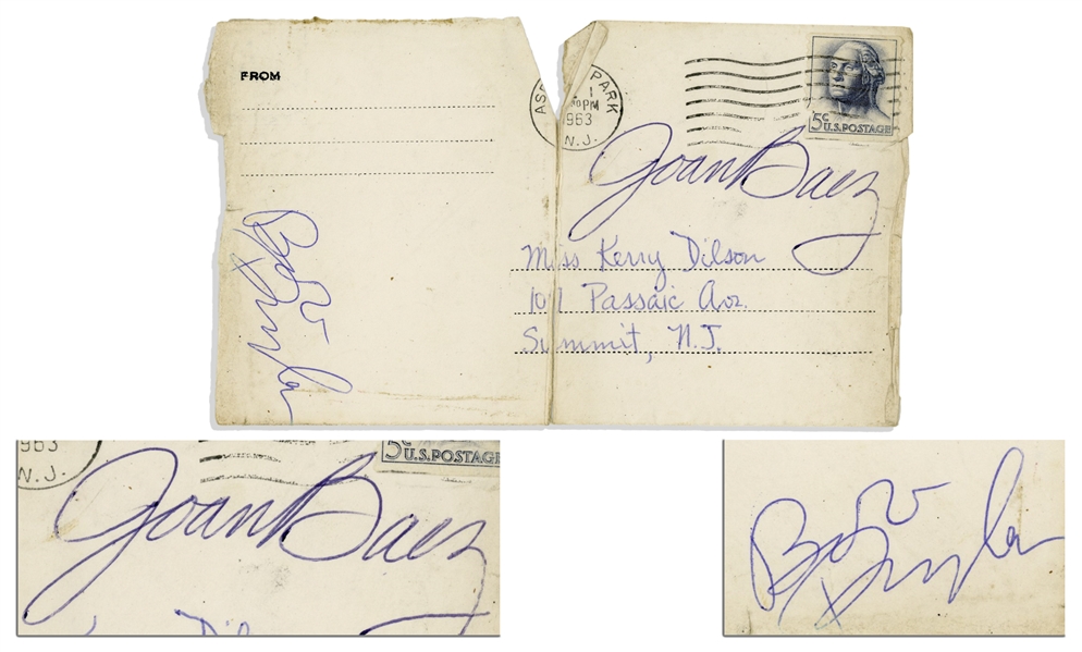 Bob Dylan & Joan Baez Signatures -- From a 1963 Concert